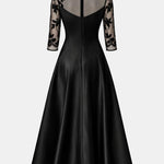 Gina – Illusion Neck A-Line Midi Dress in Black