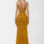 Gloofree – Sleeveless Corset Maxi Dress in Mustard Yellow