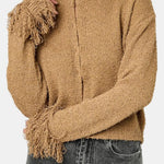Holly – Textured Fringe-Sleeve Cardigan