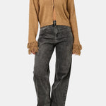 Holly – Textured Fringe-Sleeve Cardigan