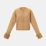 Holly – Textured Fringe-Sleeve Cardigan