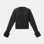 Holly – Textured Fringe-Sleeve Cardigan