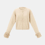 Holly – Textured Fringe-Sleeve Cardigan