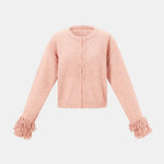 Holly – Textured Fringe-Sleeve Cardigan