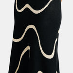 Iliana - Black Wave-Pattern Mermaid-Hem Knit Midi Dress