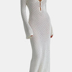 Isla – Cover Up Open Back Long Dress in White
