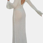 Isla – Cover Up Open Back Long Dress in White