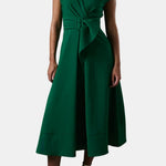 Jacie – Belted V-Neck Crepe Midi Dress