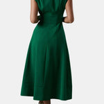 Jacie – Belted V-Neck Crepe Midi Dress