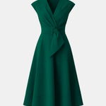 Jacie – Belted V-Neck Crepe Midi Dress