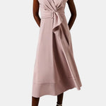 Jacie – Belted V-Neck Crepe Midi Dress