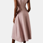 Jacie – Belted V-Neck Crepe Midi Dress