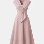 Jacie – Belted V-Neck Crepe Midi Dress