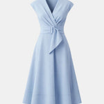 Jacie – Belted V-Neck Crepe Midi Dress