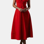 Jacie – Belted V-Neck Crepe Midi Dress