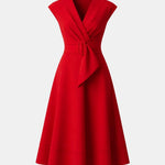 Jacie – Belted V-Neck Crepe Midi Dress