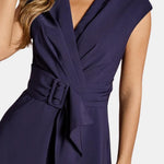Jacie – Belted V-Neck Crepe Midi Dress