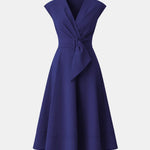 Jacie – Belted V-Neck Crepe Midi Dress