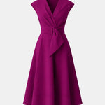 Jacie – Belted V-Neck Crepe Midi Dress