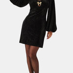 Jazlyn – Embellished Bow Mini Dress in Black