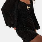 Jazlyn – Embellished Bow Mini Dress in Black