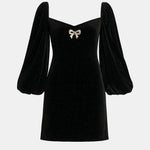Jazlyn – Embellished Bow Mini Dress in Black