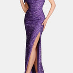 Jillian – Off-Shoulder Split Sequin Dress