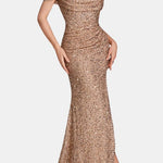 Jillian – Off-Shoulder Split Sequin Dress