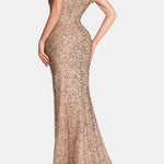 Jillian – Off-Shoulder Split Sequin Dress
