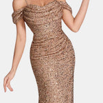 Jillian – Off-Shoulder Split Sequin Dress
