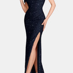Jillian – Off-Shoulder Split Sequin Dress
