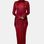 Josephine – Wrap Ruched High Neck Maxi Dress