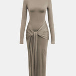 Josephine – Wrap Ruched High Neck Maxi Dress