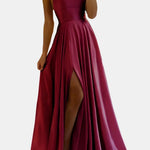 Jream – Satin Flow High-Slit Evening Maxi Dress