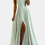 Jream – Satin Flow High-Slit Evening Maxi Dress