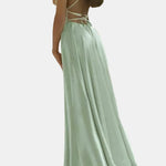 Jream – Satin Flow High-Slit Evening Maxi Dress