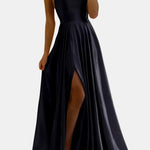 Jream – Satin Flow High-Slit Evening Maxi Dress