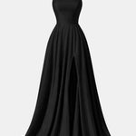 Jream – Satin Flow High-Slit Evening Maxi Dress