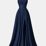 Jream – Satin Flow High-Slit Evening Maxi Dress