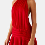 Karla – Backless Halter Chiffon Mini Dress with Soft Ruffle Hem
