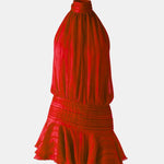 Karla – Backless Halter Chiffon Mini Dress with Soft Ruffle Hem