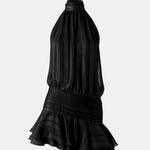 Karla – Backless Halter Chiffon Mini Dress with Soft Ruffle Hem