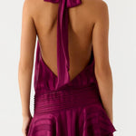 Karla – Backless Halter Chiffon Mini Dress with Soft Ruffle Hem