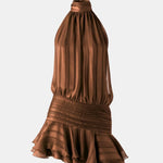 Karla – Backless Halter Chiffon Mini Dress with Soft Ruffle Hem