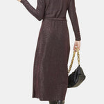 Katalina – Shimmer Wrap Maxi Dress with Waist Tie in Silver