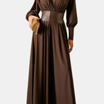 Katelyn – Plunge Neck Long Sleeve Maxi Dress