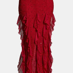 Katrice – Embellished Halter Ruffle Long Dress in Red