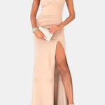 Keira – Sleek V-Neck Maxi Dress with Thigh-High Slit