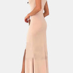 Keira – Sleek V-Neck Maxi Dress with Thigh-High Slit