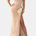 Keira – Sleek V-Neck Maxi Dress with Thigh-High Slit